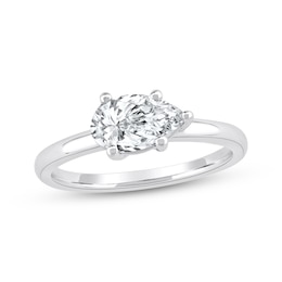 Now + Forever Lab-Grown Diamonds East West Pear-Shaped Solitaire Engagement Ring 1 ct tw 14K White Gold (F/SI2)