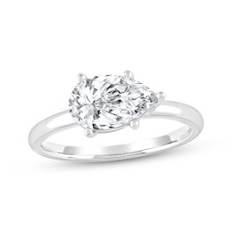 Now + Forever Lab-Grown Diamonds Pear-Shaped Solitaire Engagement Ring 1-1/2 ct tw 14K White Gold (F/SI2)
