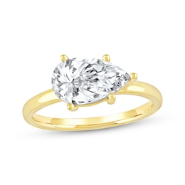 Now + Forever Lab-Grown Diamonds Pear-Shaped Solitaire Engagement Ring 2 ct tw 14K Yellow Gold (F/SI2)