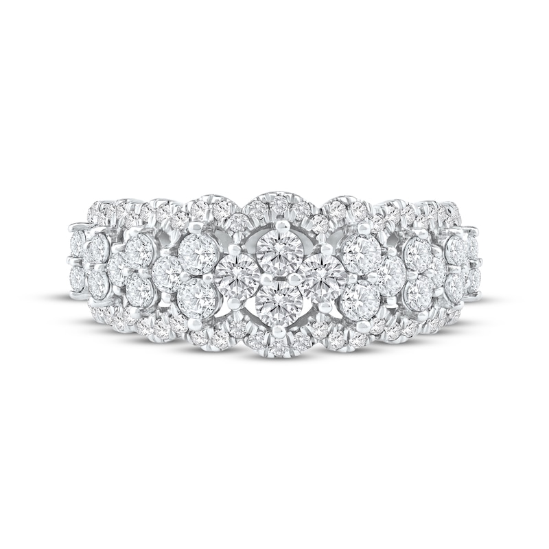 Main Image 3 of Now + Forever Lab-Grown Diamonds Scalloped Anniversary Ring 1-1/4 ct tw 14K White Gold