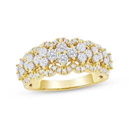 Now + Forever Lab-Grown Diamonds Scalloped Anniversary Ring 1-1/4 ct tw 14K Yellow Gold