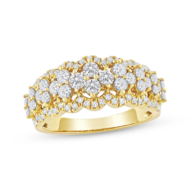 Main Image 1 of Now + Forever Lab-Grown Diamonds Scalloped Anniversary Ring 1-1/4 ct tw 14K Yellow Gold
