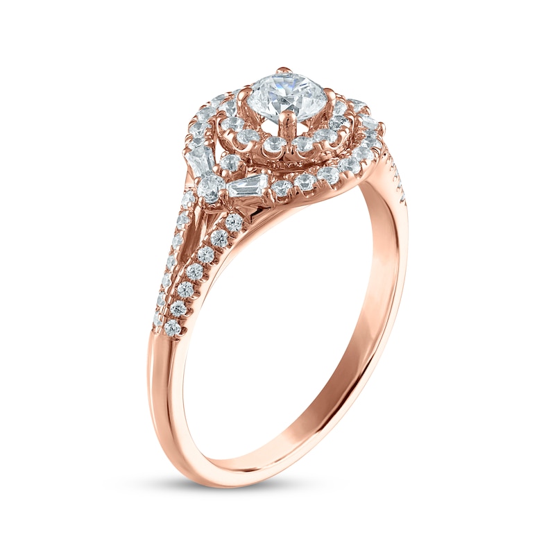 Main Image 2 of Now + Forever Round-Cut Diamond Halo Engagement Ring 3/4 ct tw 14K Rose Gold