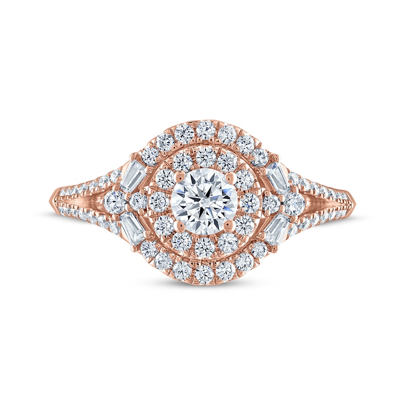 Main Image 3 of Now + Forever Round-Cut Diamond Halo Engagement Ring 3/4 ct tw 14K Rose Gold