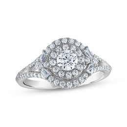 Now + Forever Round-Cut Diamond Halo Engagement Ring 3/4 ct tw 14K White Gold