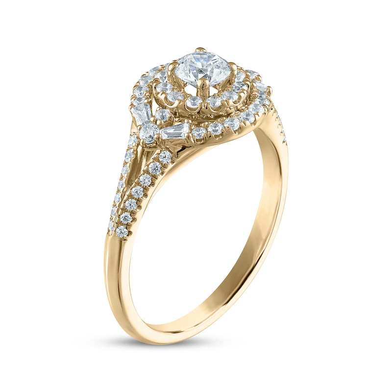 Main Image 2 of Now + Forever Round-Cut Diamond Halo Engagement Ring 3/4 ct tw 14K Yellow Gold