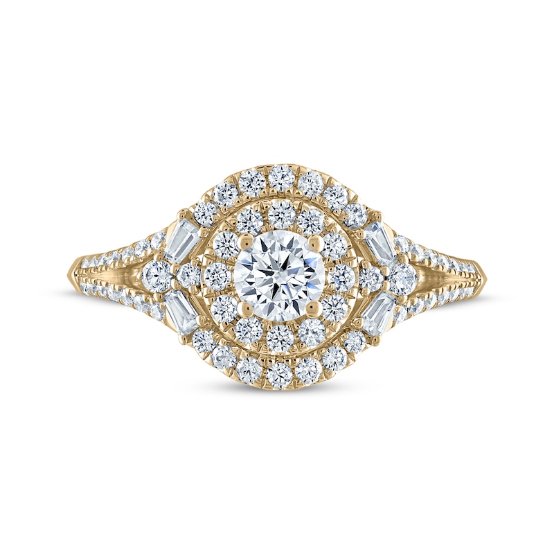 Main Image 3 of Now + Forever Round-Cut Diamond Halo Engagement Ring 3/4 ct tw 14K Yellow Gold