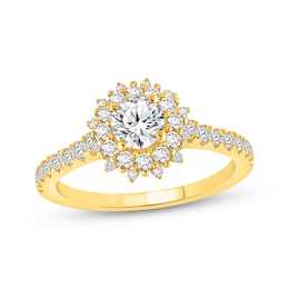 Now + Forever Diamond Starburst Halo Engagement Ring 7/8 ct tw 14K Yellow Gold