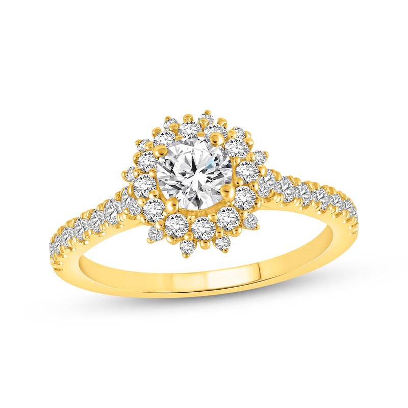 Main Image 1 of Now + Forever Diamond Starburst Halo Engagement Ring 7/8 ct tw 14K Yellow Gold