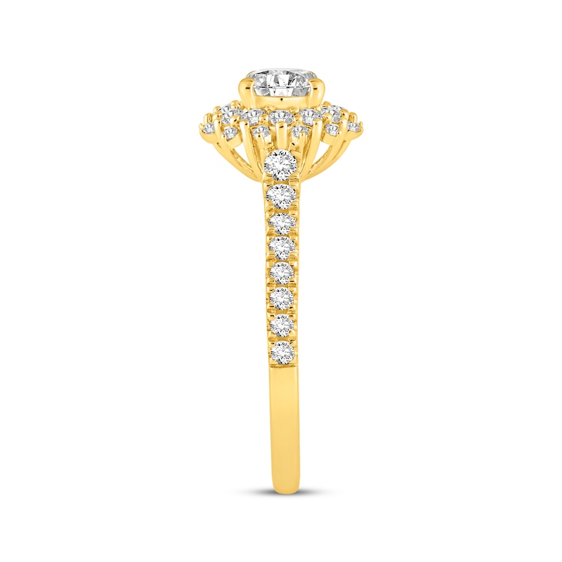 Main Image 2 of Now + Forever Diamond Starburst Halo Engagement Ring 7/8 ct tw 14K Yellow Gold