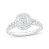 Thumbnail Image 1 of Now + Forever Baguette & Round-Cut Multi-Diamond Halo Engagement Ring 1/2 ct tw 14K White Gold