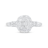 Thumbnail Image 3 of Now + Forever Baguette & Round-Cut Multi-Diamond Halo Engagement Ring 1/2 ct tw 14K White Gold