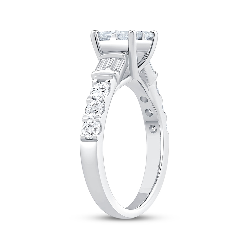Main Image 2 of Now + Forever Princess-Cut Quad Diamond Engagement Ring 1-3/8 ct tw 14K White Gold