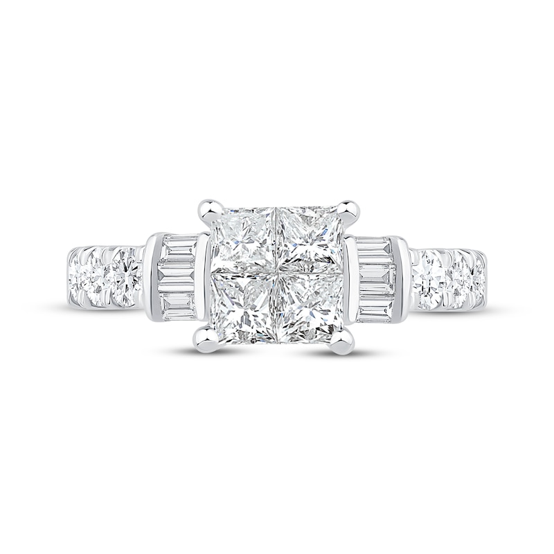 Main Image 3 of Now + Forever Princess-Cut Quad Diamond Engagement Ring 1-3/8 ct tw 14K White Gold