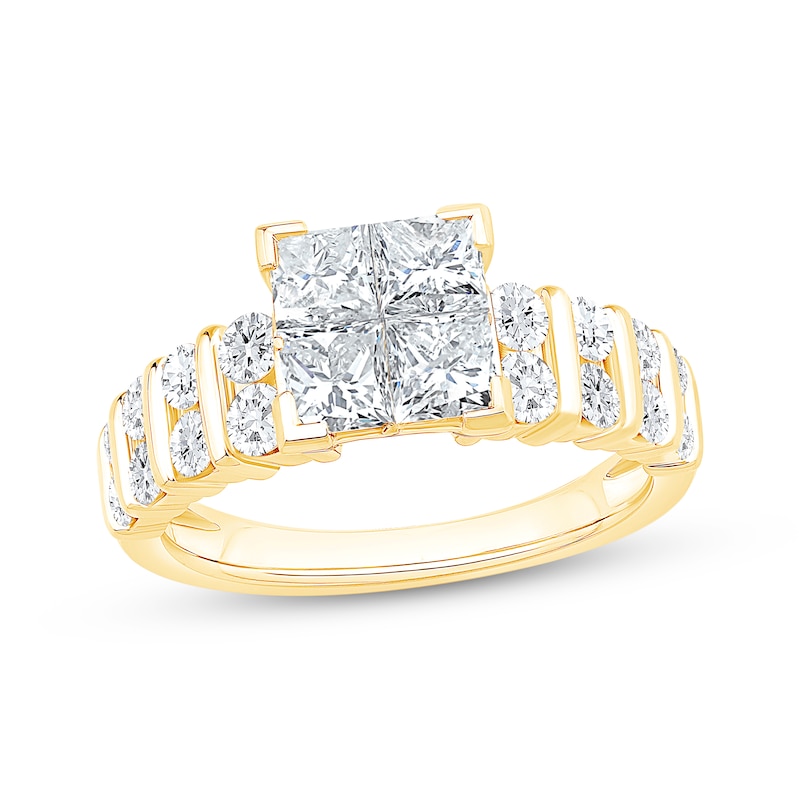 Main Image 1 of Now + Forever Princess-Cut Diamond Quad Engagement Ring 2 ct tw 14K Yellow Gold
