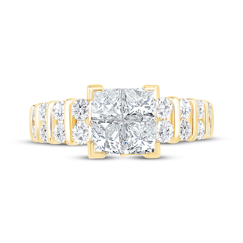 Main Image 3 of Now + Forever Princess-Cut Diamond Quad Engagement Ring 2 ct tw 14K Yellow Gold