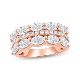 Now + Forever Lab-Grown Diamonds Oval & Round-Cut Three-Row Anniversary Ring 2-3/4 ct tw 14K Rose Gold
