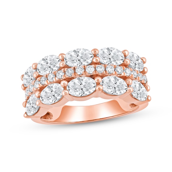 Now + Forever Lab-Grown Diamonds Oval & Round-Cut Three-Row Anniversary Ring 2-3/4 ct tw 14K Rose Gold