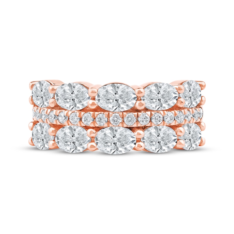 Main Image 3 of Now + Forever Lab-Grown Diamonds Oval & Round-Cut Three-Row Anniversary Ring 2-3/4 ct tw 14K Rose Gold
