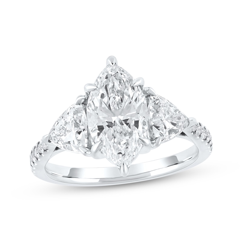 Main Image 1 of Memories Moments Magic Lab-Grown Diamonds Marquise & Trillion-Cut Three-Stone Engagement Ring 3-1/3 ct tw 14K White Gold