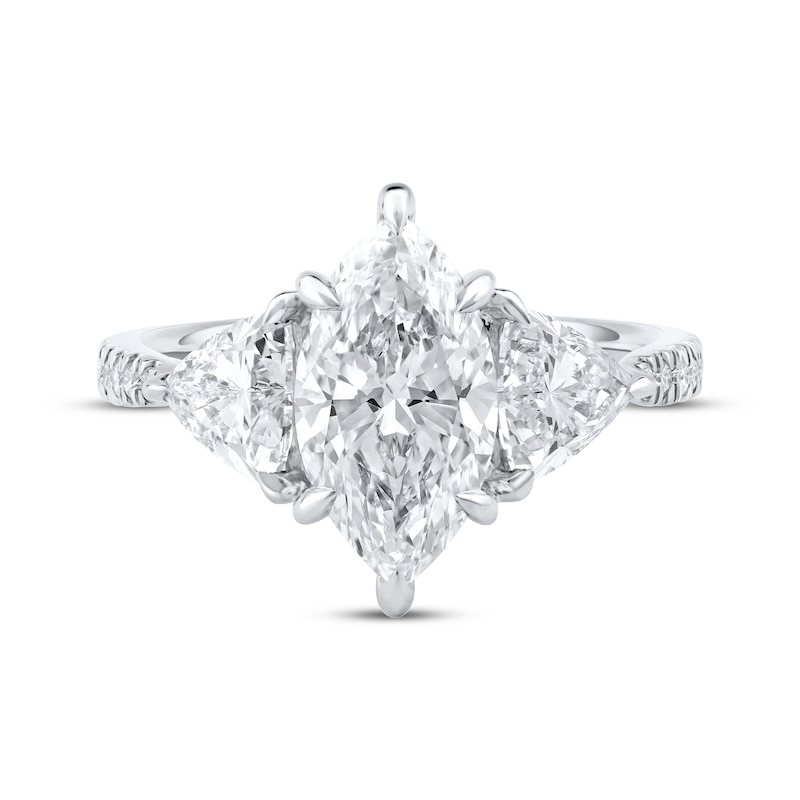 Main Image 3 of Memories Moments Magic Lab-Grown Diamonds Marquise & Trillion-Cut Three-Stone Engagement Ring 3-1/3 ct tw 14K White Gold
