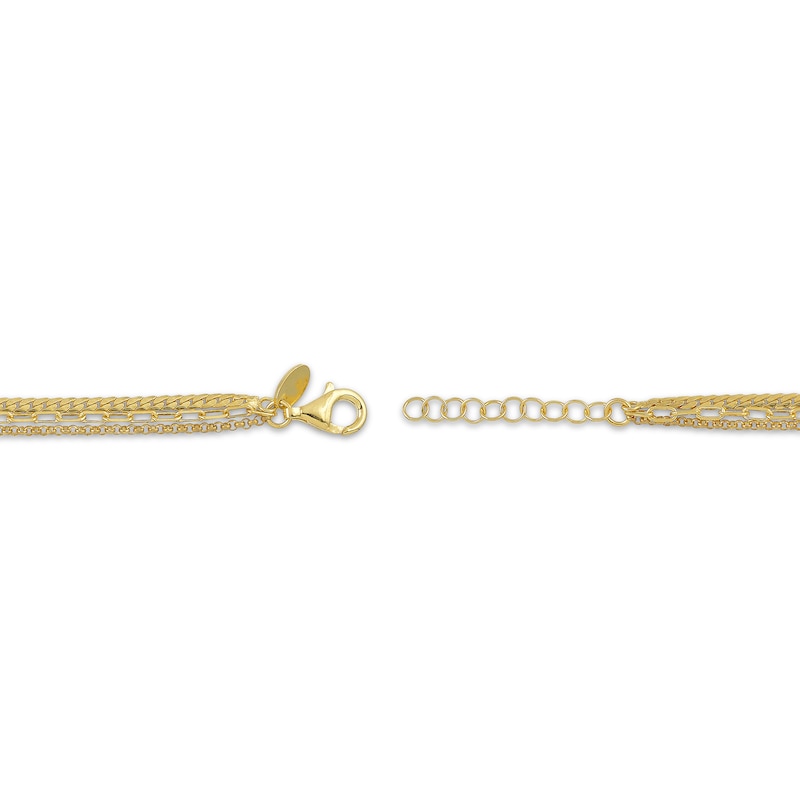 Main Image 3 of Layered Chain Bracelet 24K Yellow Gold Vermeil Sterling Silver 7.5"