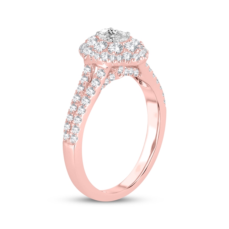 Main Image 2 of Now + Forever Oval-Cut Diamond Double Halo Engagement Ring 1 ct tw 14K Rose Gold