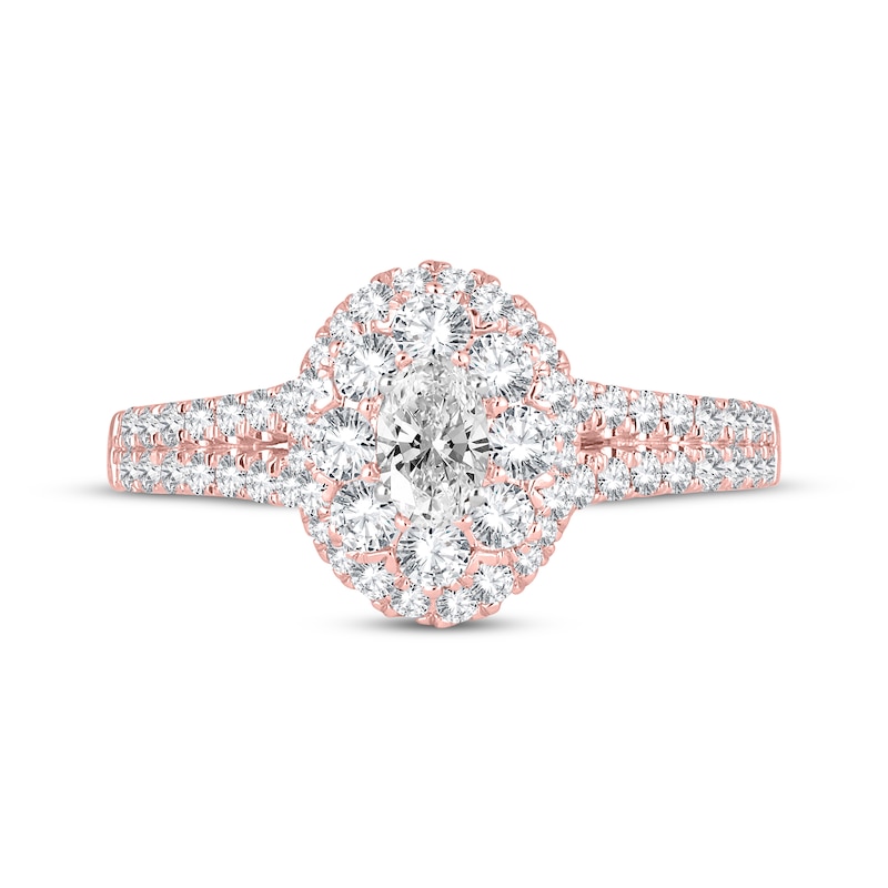 Main Image 3 of Now + Forever Oval-Cut Diamond Double Halo Engagement Ring 1 ct tw 14K Rose Gold