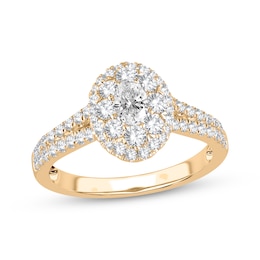 Now + Forever Oval-Cut Diamond Double Halo Engagement Ring 1 ct tw 14K Yellow Gold