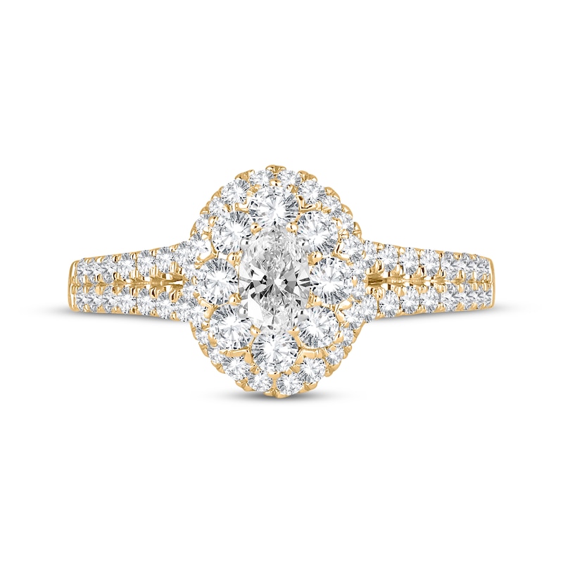 Main Image 3 of Now + Forever Oval-Cut Diamond Double Halo Engagement Ring 1 ct tw 14K Yellow Gold