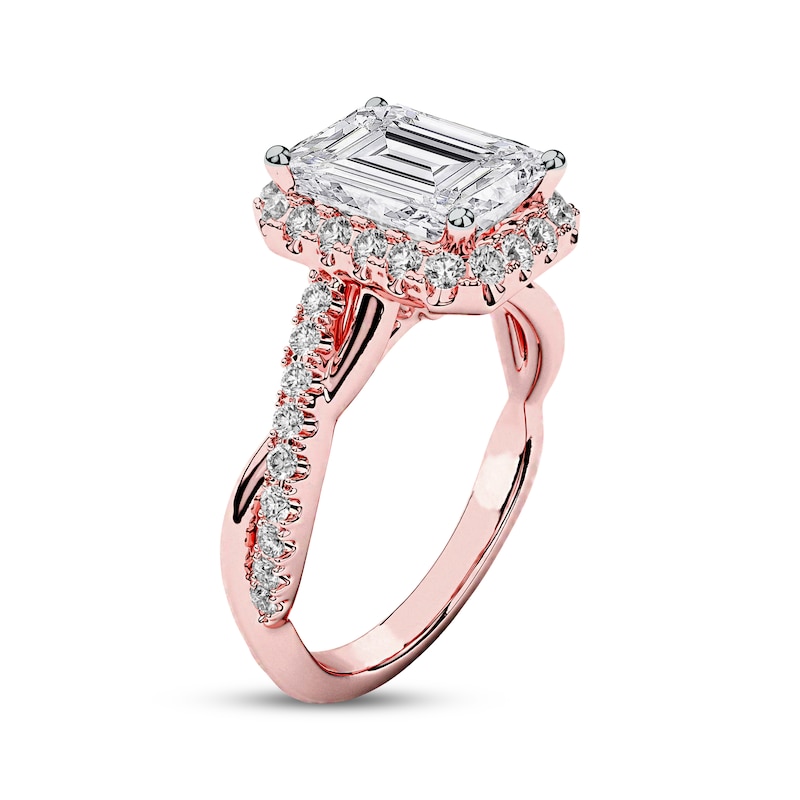 Main Image 2 of Now + Forever Lab-Grown Diamonds Emerald-Cut Halo Engagement Ring 2-1/3 ct tw 14K Rose Gold