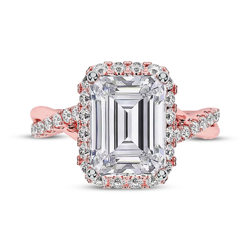 Main Image 3 of Now + Forever Lab-Grown Diamonds Emerald-Cut Halo Engagement Ring 2-1/3 ct tw 14K Rose Gold