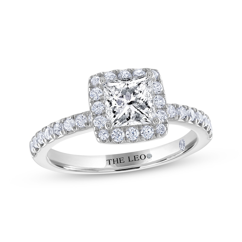 THE LEO Diamond Princess-Cut Halo Engagement Ring 1-1/3 ct tw 14K White Gold