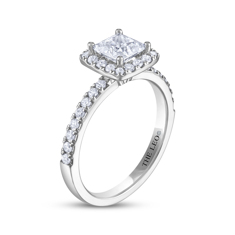 THE LEO Diamond Princess-Cut Halo Engagement Ring 1-1/3 ct tw 14K White Gold