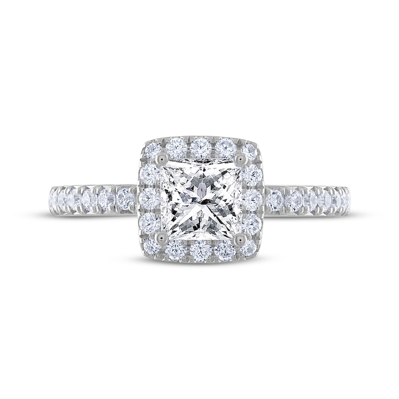 THE LEO Diamond Princess-Cut Halo Engagement Ring 1-1/3 ct tw 14K White Gold