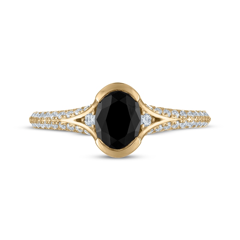 Main Image 3 of Now + Forever Oval-Cut Black Diamond & White Diamond Engagement Ring 1-1/4 ct tw 14K Yellow Gold