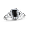Thumbnail Image 1 of Now + Forever Emerald-Cut Black Diamond & White Diamond Halo Engagement Ring 1-1/4 ct tw 14K White Gold