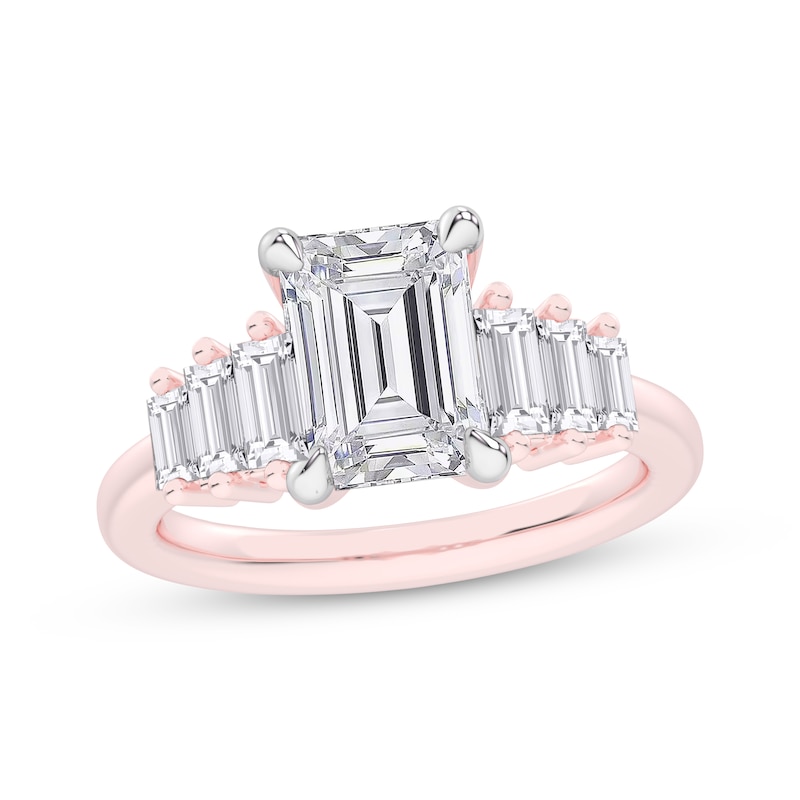 Main Image 1 of Now + Forever Lab-Grown Diamonds Emerald-Cut Engagement Ring 2-5/8 ct tw 14K Rose Gold