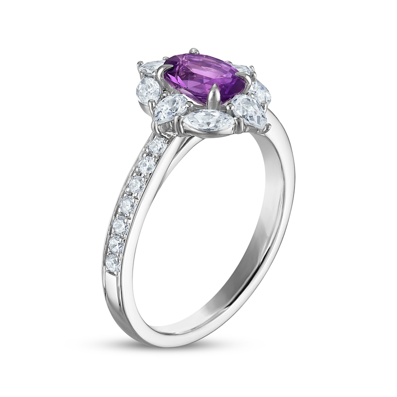 Main Image 2 of Now + Forever Oval-Cut Amethyst & Diamond Engagement Ring 3/4 ct tw 14K White Gold