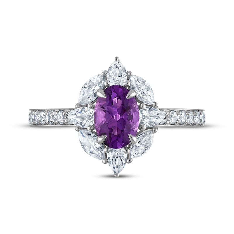Main Image 3 of Now + Forever Oval-Cut Amethyst & Diamond Engagement Ring 3/4 ct tw 14K White Gold