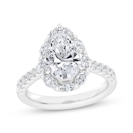 Now + Forever Lab-Grown Diamonds Pear-Shaped Halo Engagement Ring 2-3/4 ct tw 14K White Gold