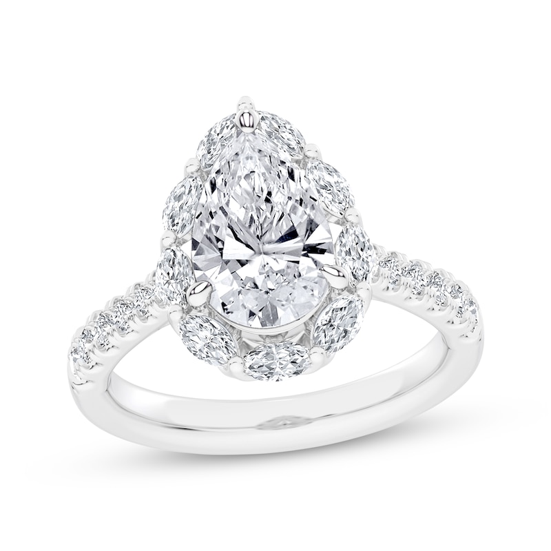 Main Image 1 of Now + Forever Lab-Grown Diamonds Pear-Shaped Halo Engagement Ring 2-3/4 ct tw 14K White Gold