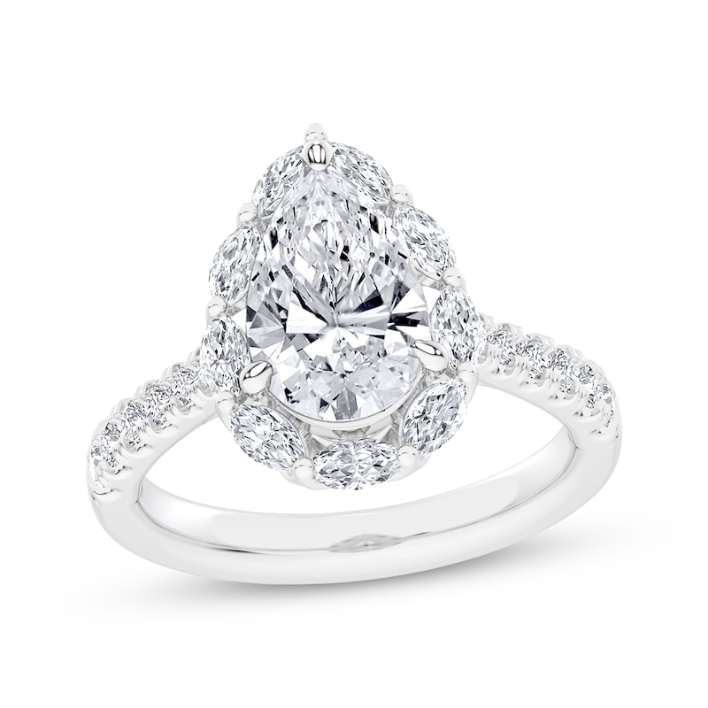 Lab-Created Diamonds by KAY Pear-Shaped Halo Engagement Ring 2-3/4 ct tw 14K White Gold