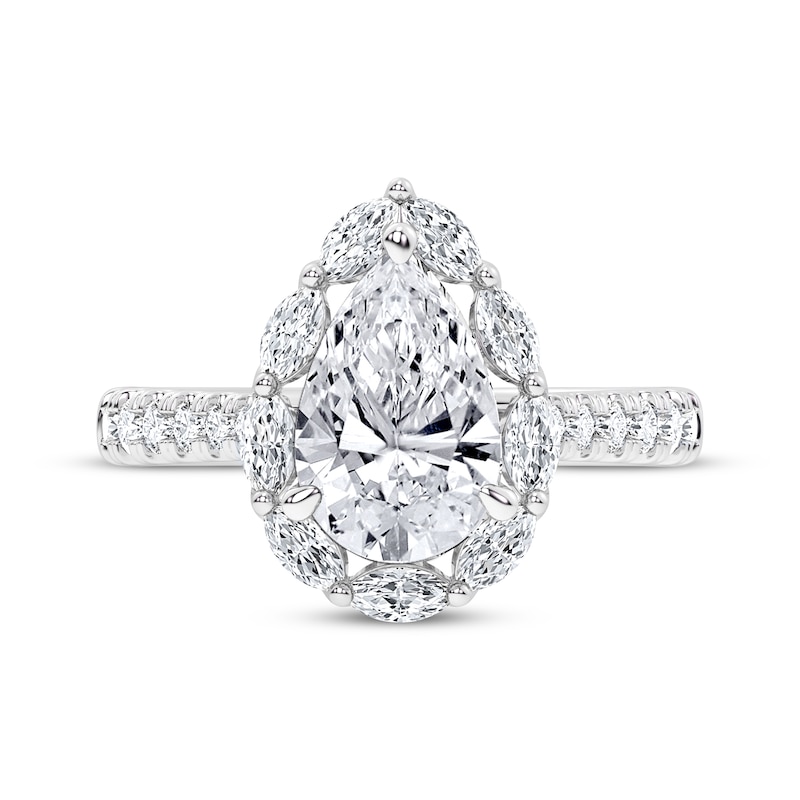 Main Image 3 of Now + Forever Lab-Grown Diamonds Pear-Shaped Halo Engagement Ring 2-3/4 ct tw 14K White Gold