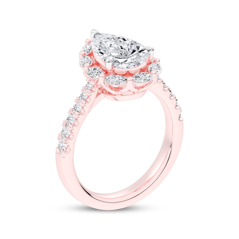 Main Image 2 of Now + Forever Lab-Grown Diamonds Pear-Shaped Halo Engagement Ring 2-3/4 ct tw 14K Rose Gold