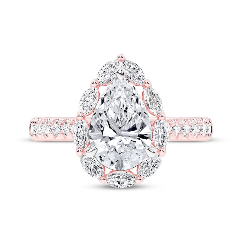 Main Image 3 of Now + Forever Lab-Grown Diamonds Pear-Shaped Halo Engagement Ring 2-3/4 ct tw 14K Rose Gold