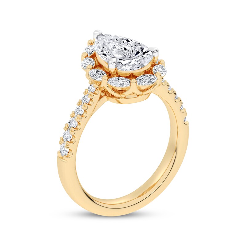 Main Image 2 of Now + Forever Lab-Grown Diamonds Pear-Shaped Halo Engagement Ring 2-3/4 ct tw 14K Yellow Gold