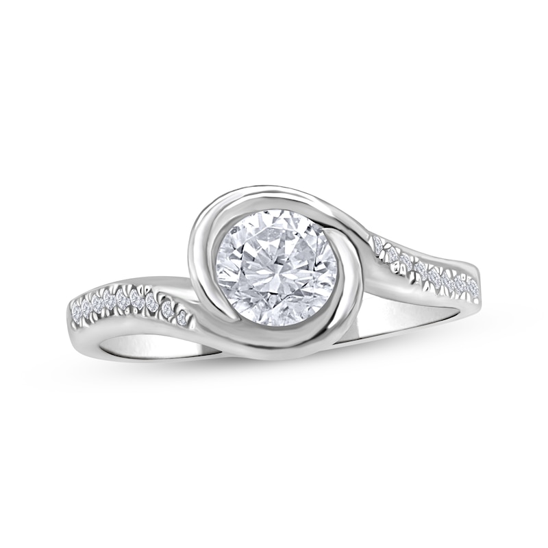 Main Image 1 of Now + Forever Round-Cut Diamond Bypass Engagement Ring 5/8 ct tw 14K White Gold