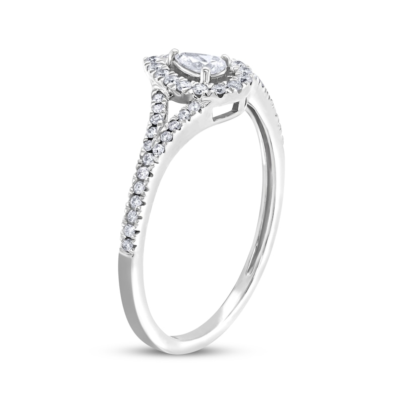 Main Image 2 of Now + Forever Pear-Shaped Diamond Halo Engagement Ring 1/3 ct tw 10K White Gold