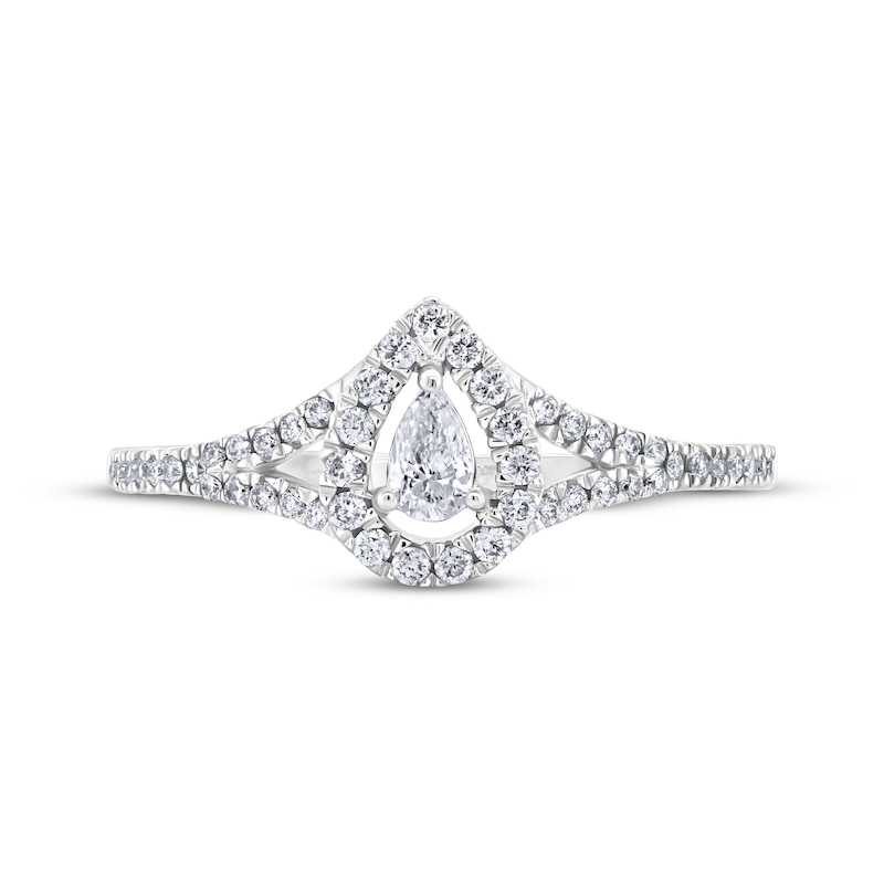 Main Image 3 of Now + Forever Pear-Shaped Diamond Halo Engagement Ring 1/3 ct tw 10K White Gold